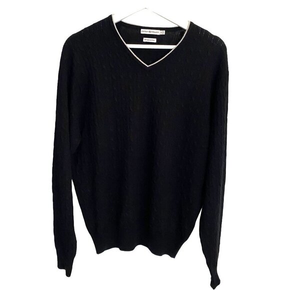 Peter Millar Other - Peter Millar 100% Italian Merino Wool Long Sleeve V Neck Sweater Black Mens Sz S